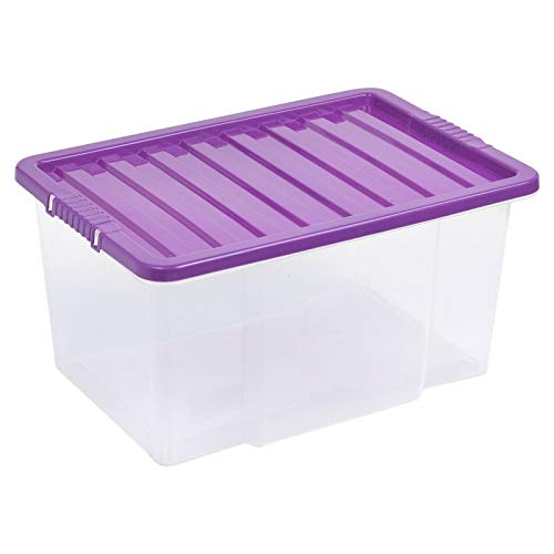 URBNLIVING 50 Liter Storage Box & Lid Purple