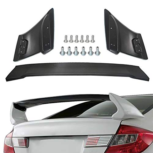 ZXMOTO Rear Trunk Spoiler Wing Painted Matte Black Rear Trunk Lip Wing Spoiler Body Kit Fit for 2012-2015 Honda Civic 4 Door Sedan, Mugen RR Style Rear Tail Wing