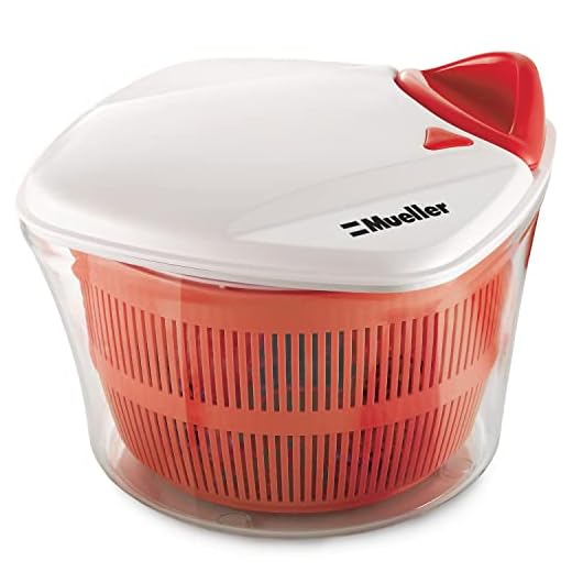 MUELLER Large 5L Salad Spinner Vegetable Washer with Bowl, Anti-Wobble Tech, Lockable Colander Basket and Smart Lock Lid - Lettuce Washer and Dryer - Easy Water Drain System and Compact Storage
