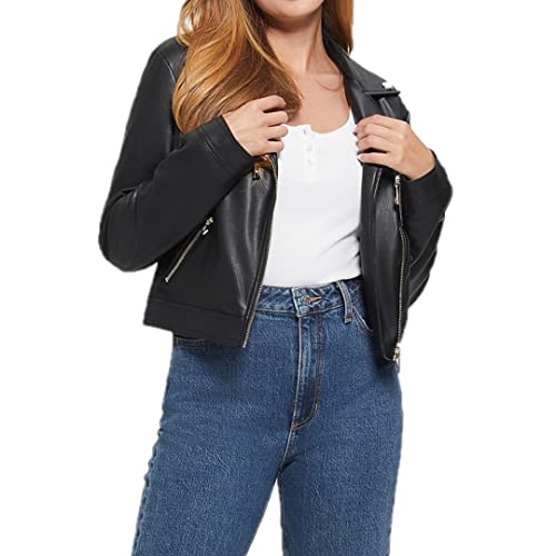 Amazon.com: GUESS Women's Long Sleeve Venom Cropped Moto Jacket