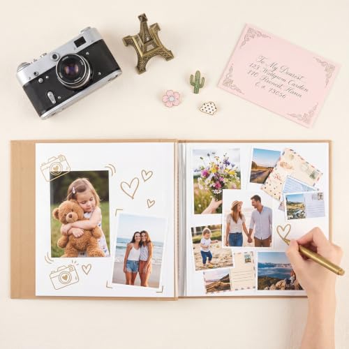 Álbum de fotos grande Marspark, 2 unidades, para fotos de 3", 4", 5" y 6", con hojas autoadhesivas, 30 hojas, álbum laminado de calidad archivística en papel kraft, para scrapbook DIY, familias, bodas y aniversarios miniatura 5