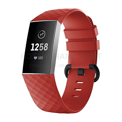 Pulseira de Silicone Vermelho para Relógio Fitbit Charge 3
