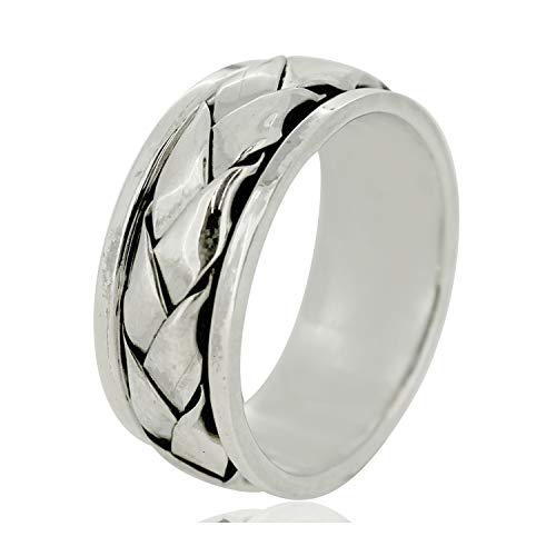 Bague spinner homme argent 925 massif anneau rotatif celtique 8mm alliance de méditation taille P-Z