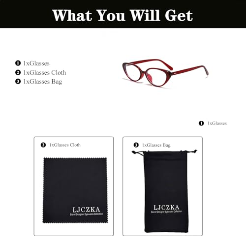 Image of LJCZKA Oval Blue Light Blocking Glasses for Women Men Retro Small Oval Frame Fashion Cat Eye Y2K Computer Eyeglasses