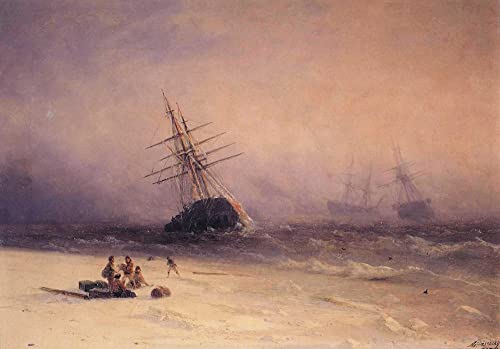 Peinture naufrage Ayvazovsky grand poster 60x90cm pour mur vide noir