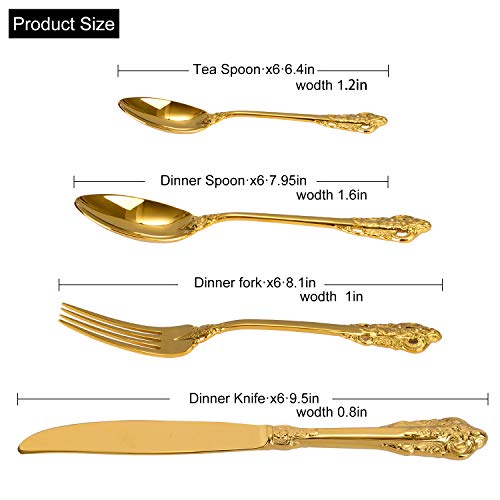 ZCF-24-Piece-Gold-Flatware-Silverware-Set1810-Heavy-Duty-Stainless-Steel-Flatware-Service-for-6Cutlery-Include-KnifeForkSpoonCoffee-SpoonMirror-Polished-Dishwasher-Safety ZCF 24 Piece Gold Flatware Silverware Set1810 Heavy Duty Stainless Steel Flatware Service for 6Cutlery Include KnifeForkSpoonCoffee SpoonMirror Polished Dishwasher Safety