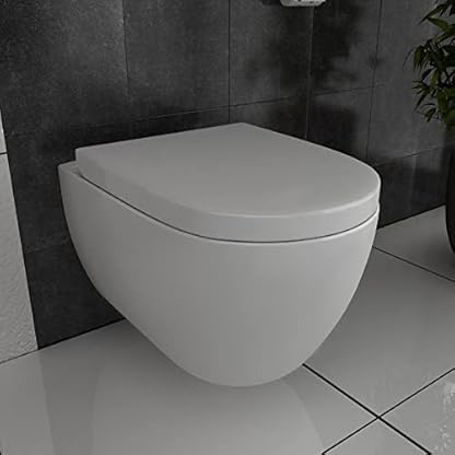 Alpenberger Dusch WC Set | Wand WC Spülrandlos | WC Sitz mit Absenkautomatik | Moderne Toilette mit Bidet Funktion für Intimdusche | Taharet WC | Hänge WC Passend Geberit (Diamond 7101 U) – Bild 3