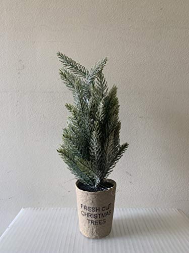 Bright Ideas Frosted Evergreen Tabletop Potted Mini Christmas Tree...