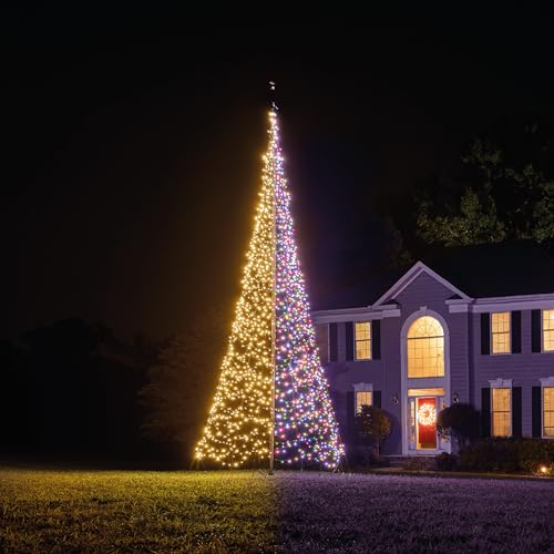 Fairybell - Flagpole LED Christmas Tree - Outdoor Christmas Decorations - Luminous Switch - 2 000LED Tree - 20ft - Suitable for Existing Flagpoles - Outdoor Lighting