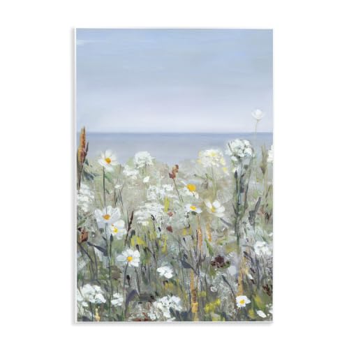 Summer Flower Field Coastal, 13 x 19 Inch Mounted Print on Wall Plaque