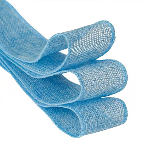 AFLZSP Turquoise Blue Burlap Wired Ribbon, Solid Ribbon with Wire Edge for Big Bow, Wreath, Tree Decoration, Halloween, Thanksgiving Decoration, Gift Wrapping, 1 1/2 Inch x 5 Yards/Roll. — view 2