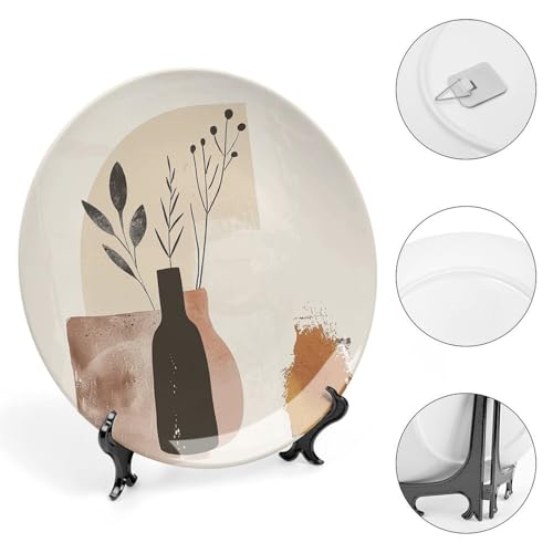 Plato decorativo de porcelana Beige y Marrón 7 pulg miniatura 4