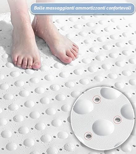 Tappetino Doccia Antiscivolo, PVC Antibatterico Antimuffa con Ventose Forte, Tappeto Vasca per Anziani Donne Incinte Bambini,(bianco, 80x120 cm)