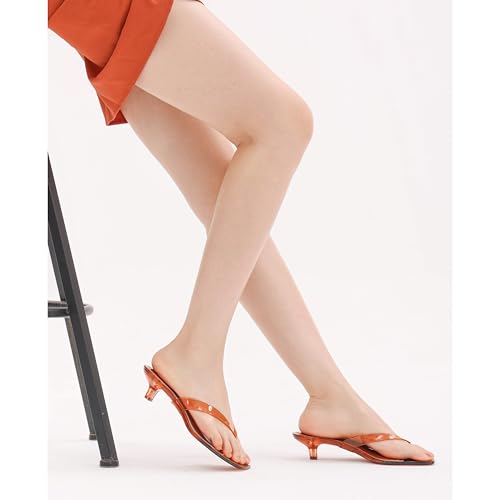 Image of Women's Flip-Flops Kitten Heels Thong Sandals For Women Square Toe Slip On Fashion Summer Dress Sandals