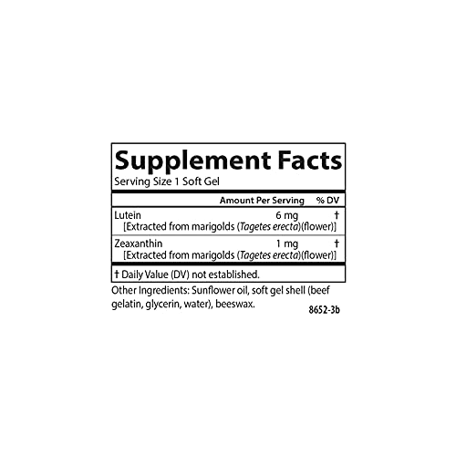 Carlson - Lutein, 6 Mg, Healthy Vision & Eye Function, Antioxidant, Lutein Supplements For Eyes, Eye Vitamins With Lutein & Zeaxanthin, 180 Softgels #TOP3