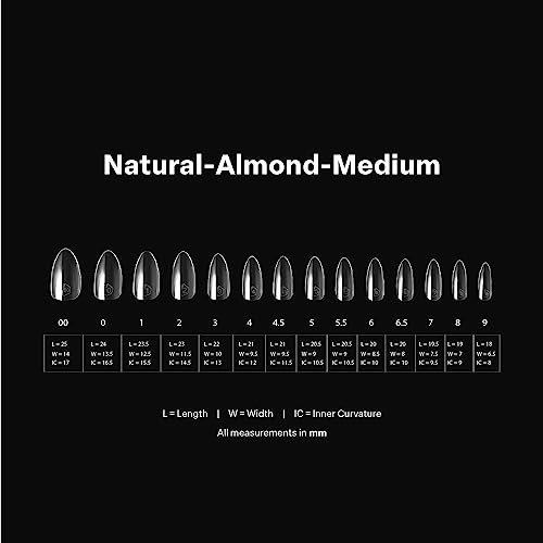 Apres Nail Gel-X Natural Amêndoa Média Caixa de Pontas | 600 Pontas Gel-X, Qualidade Premium, 14 Tam