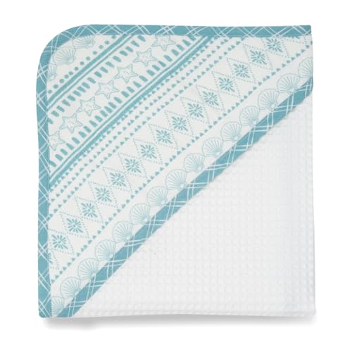 Image of TIDY SLEEP Waffle Design Baby Bath Towel - Ultra Soft, Highly Absorbent Marine Meadow
