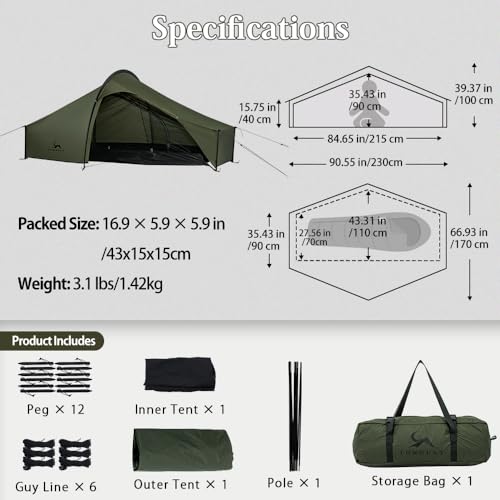 Carpa ultraligera de lona para 1 persona miniatura 6