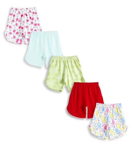 Image of YUV Baby Girls Regular Fit Multicolor Cotton Shorts (Pack of 5) - 0 to 24 Months