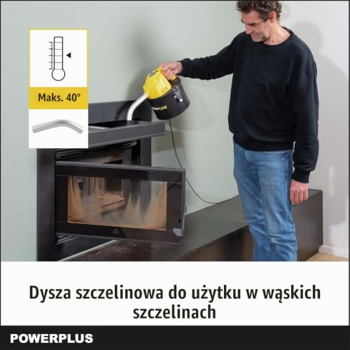 Powerplus POWX3004-600 W kompaktowy odkurzacz do popiołu do kominka, pieca – odkurzacz do popiołu o pojemności 4 l – maks. 40°