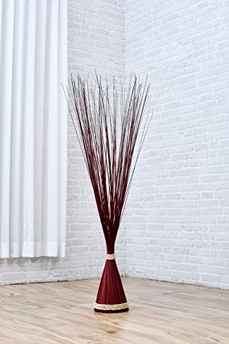 Image of Leewadee Freestanding Decorative Grass Stems - Naturally Dried and Colored Branches, Dry Grass Bundle for Home and Bar Decoration, 47 inches, Bordeaux