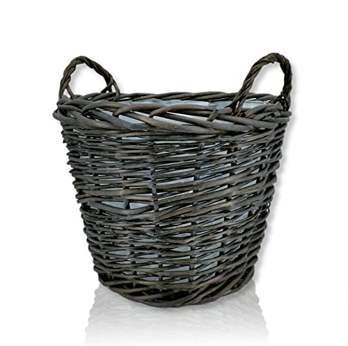 DECOLINE Weiden Pflanzkorb mit Henkeln und Einsatz XL - Ø 58cm