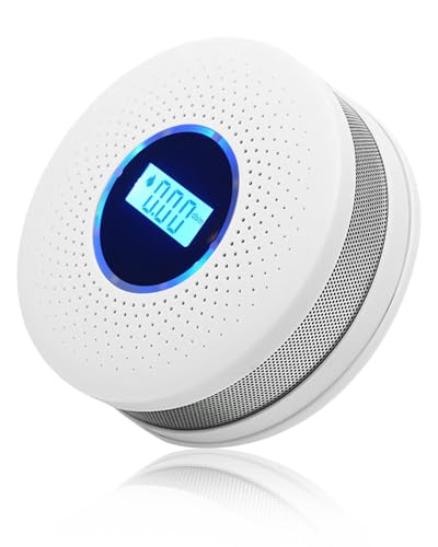 Maxesla Combination Smoke Alarm and Carbon Monoxide Detector, Smoke Detector and Carbon Monoxide Alarm with Dual Sensor, Low Power, High Precision LCD Digital Display, Batteries Included