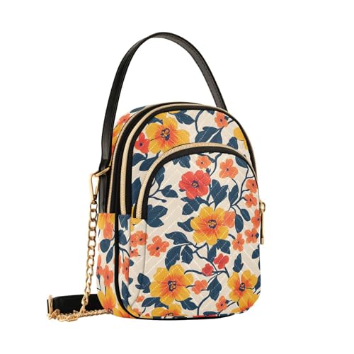 Sac à bandoulière pour femme avec fleurs jaunes, idéal pour vos sorties