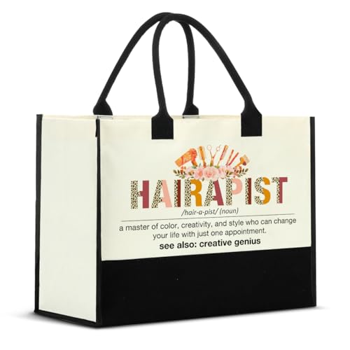 Nvhai Hairstylist Gifts for Women Hair Dresser Gifts Hairapist Definition Canvas Tote Bag for Women