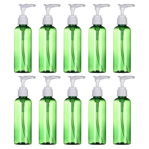 Genérico 10 Piezas Dispensador de Botellas de Emulsión de 100ml Bomba Airless, Botella de Loción Verde de Pet y Pp, Ligera y Ahorra Espacio para Viajes y Camping