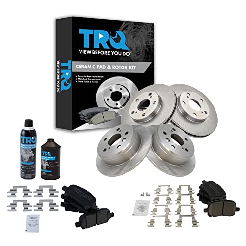 TRQ Front and Rear Brake Pad & Rotor Kit with Chemical Kit Ceramic Compatible with 2000-2001 Toyota Camry 1999-2003 Solara