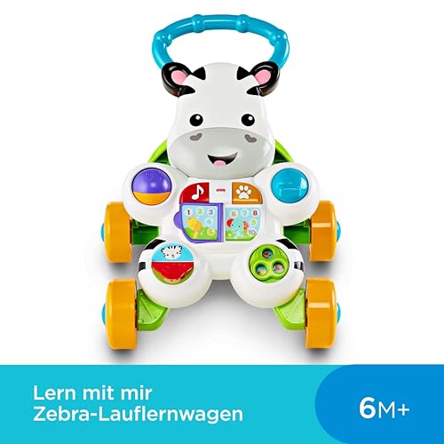 Fisher-Price Lern mit mir - Zebra Lauflernwagen, musikalisches Aktivitäts- und Gehspielzeug mit Lerninhalten, ab 6 Monaten, Deutsche Version, Reduzierte Verpackung, HBW56 – Bild 3