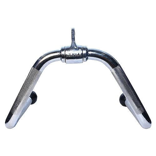 Image of USI Universal Cable Machine Attachment LAT Pulldown Attachments Home Gym Triceps Pull Down Attachment Cable Machine Equipments for Home Gym (Silver- Rowing Handle)