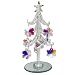 Glass Christmas Tree - Iridescent Glass Christmas Tree with Gold Trim - 12 Removable Snowflake Ornaments - 6" Tall Tabletop Christmas Tree Decoration