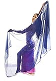 Turkish Emporium Bauchtanzschleier Schal Bauchtanz Schleier Tuch eckig (Einheitsgröße, blau/silber)