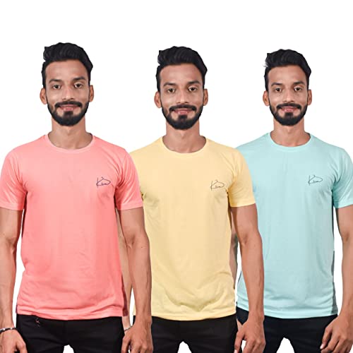 Image of Men Slim Fit Cotton T-Shirts Half Sleeve with Three Different Colors Combo Pack of 3