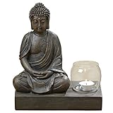 Höhe 25 cm SD Buddha-Figur mit Tlichthalter meditierend, Buddha-Skulptur, Feng Shui