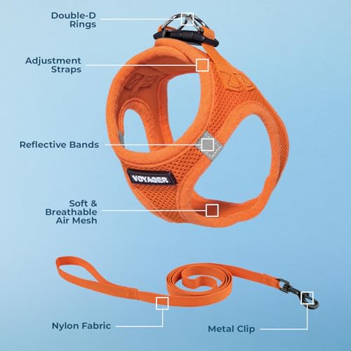 Image of Voyager Step-in Pet Harness - All Weather Mesh, Adjustable Step in Harness for Cats and Dogs by Best Pet Supplies - 307S Orange, M