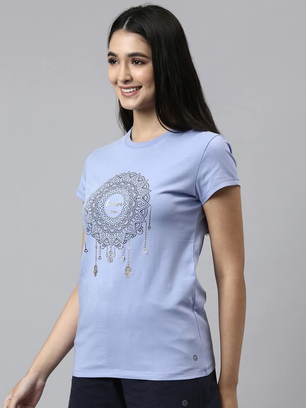 Image of Enamor Short Sleeve Crew Neck Regular Length Basic Crew T-Shirt - Slim Fit, Soft and Breathable Stretch Cotton - E147