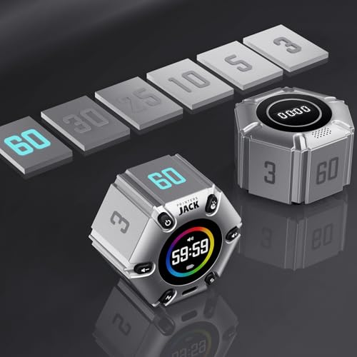 Image of Printers Jack Pomodoro Timer - Productivity Cube, Visual Focus Timer, Mute & Vibration & Adjustable Sound Alert, for Office, ADHD, Study, Work, 3 /5 /10 /25 /30 /60min & Custom Countdown - Silver