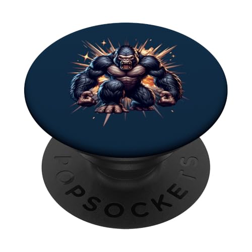 Libérez la bête : Pouvoir féroce des gorilles PopSockets PopGrip Adhésif