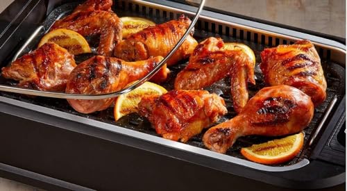 Smokeless Indoor Electric Grill With Tempered Lid Interchangeable Griddle Plate OPEN BOX