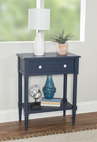 Linon Raleigh Navy Accent Table with Storage and Whimsical Starfish Drawer Pulls, 30.25" Tall - Image 2