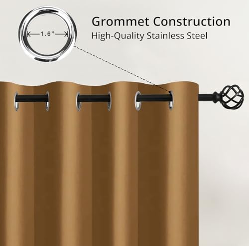 Image of Cloth Fusion 90% Blackout Door Curtains 7 Feet Long Set of 2, Room Darkening Parda with Stainless Steel Grommets for Home Decor (7x4 Feet, Mustard)