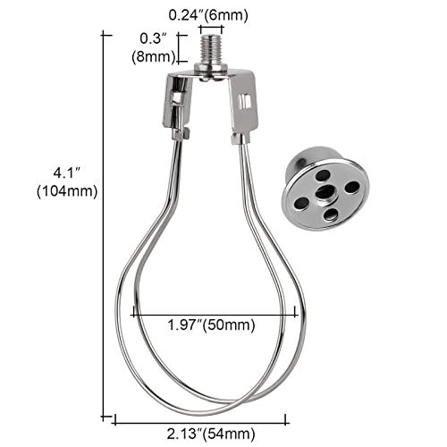 2 Pack Lamp Shade Light Bulb Clip Adapter, Weaverbird Lamp Shade Harp Holder Adapter Kit Attaching Finial Top And Lampshade Levellers Spring Clip For Light Bulb,Diy Lighting Projects, Silver #TOP1