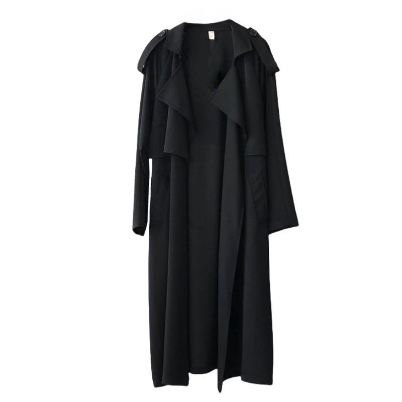 LIUYUYOUGO Gabardina Mujer Gabardinas Largas Para Mujer Abrigo Largo Estilo Italiano Tipo Cascada Chaqueta Cortavientos Clásica Con Cuello De Solapa Y Cinturón Abrigo Largo Holgado Elegante Abrigo