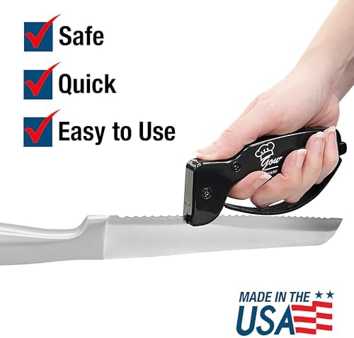 AccuSharp Gourmet Series, 15 Degree Knife Sharpener for Gourmet Knives, Diamond-Honed Tungsten Carbide Reversible Blades, Hones & Refines Straight-Edge or Serrated Gourmet Knives, Hand-Held, Black - thumbnail 4