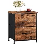 Somdot Bedside Table, Bedroom Bedside Cabinet with 2 Fabric Drawers, Nightstand Side Table for Kids Living Room Dorm, Wood Grain Print
