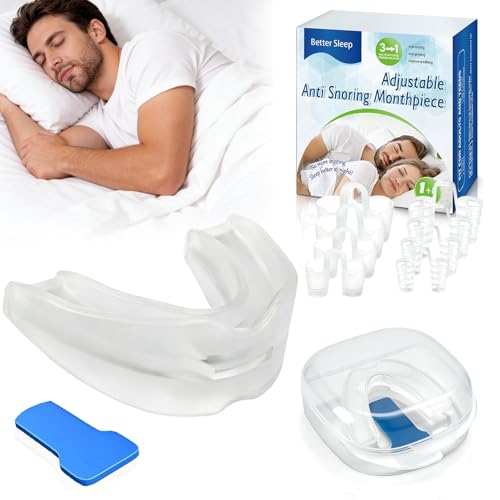 Anti Ronflement Efficace Puissant, Orthese Anti Ronflement et 4 tailles 8 Dilatateur Nasal, Confortable Orthèse Mandibulaire pour Réduire Ronflement,Bruxism,apnée du sommeil,Améliorer le sommeil
