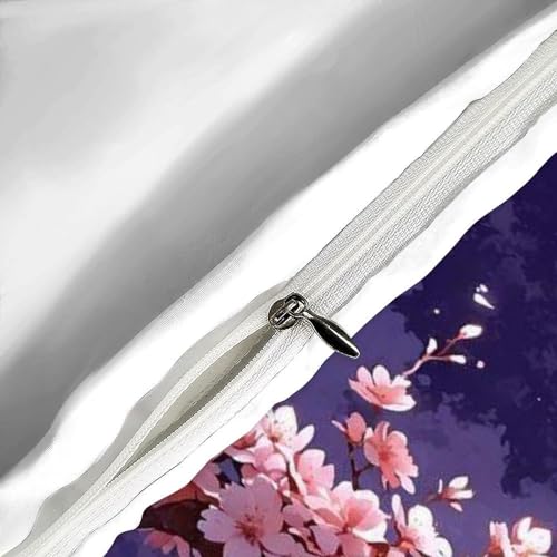 Housse de couette fleurs de cerisier parure de lit luxe microfibre